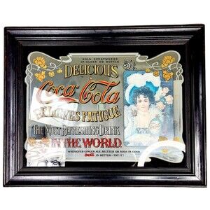 Vintage Coca-Cola 1890's Hilda Clark Soda Pop Fashion Advertisement Mirror